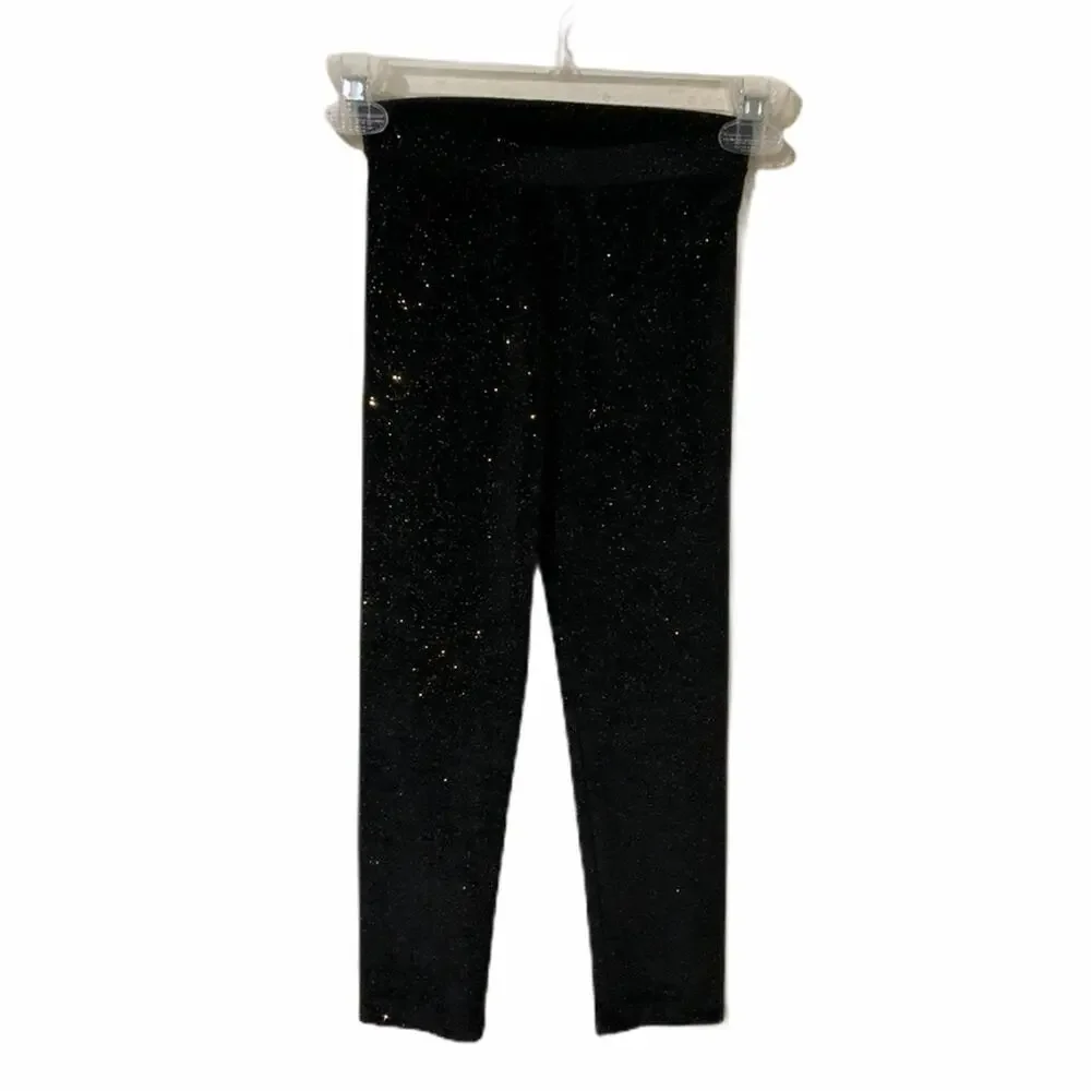 Old Navy Velour Leggings Black w/ Gold 5T Girl